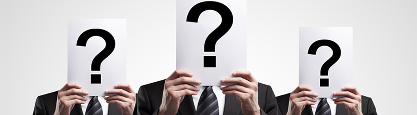 3 Men in Suit with Question Mark